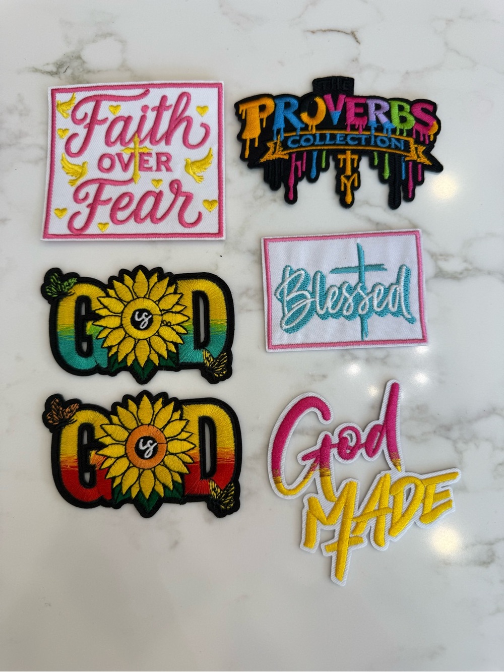 Hand Crafted Faith & God Multi-Color Iron on Inspirational Patches